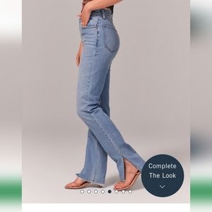 Abercrombie Curve Love The 90s Straight Ultra High Rise Slit Hem Jean